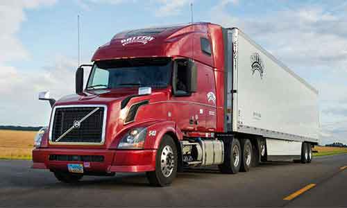 Freight truck on a road transport delivery route